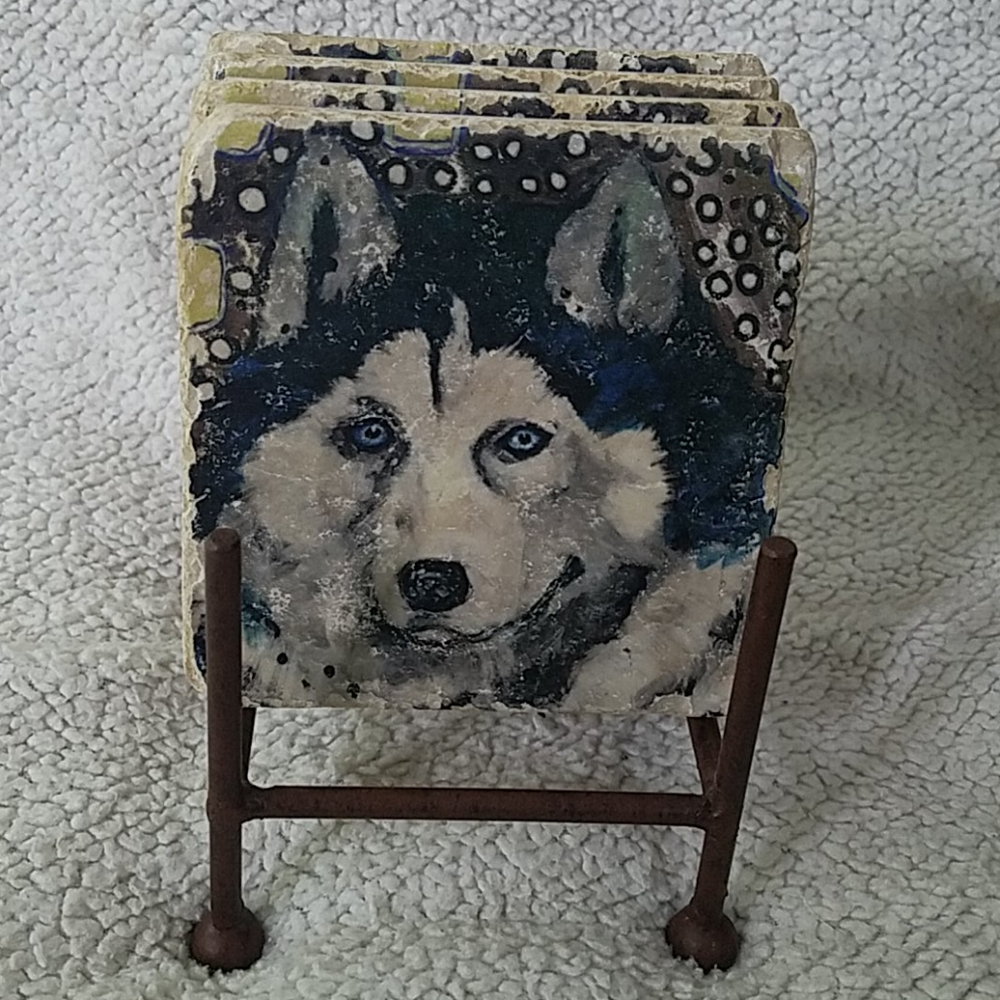 Studio Verta Siberian Husky coaster set